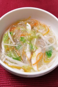 レタスとえのきの麺風食べるスープ☆鶏ガラ