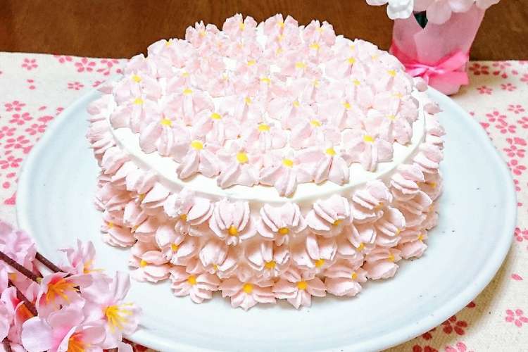 ✿桜満開✿桜と苺のショートケーキ