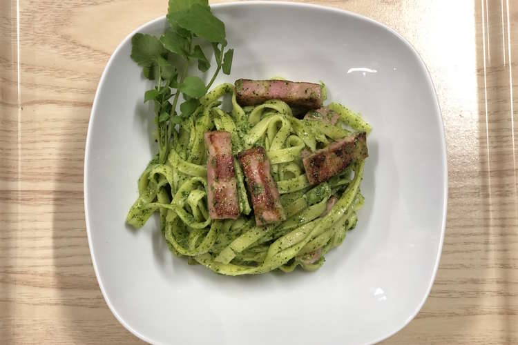 クレソンのジェノベーゼ米粉パスタ レシピ 作り方 By 長野県おたり村 クックパッド