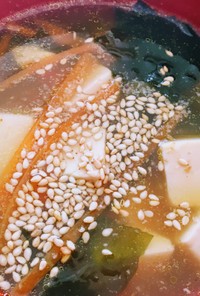 鶏の煮物の煮汁活用コラーゲン中華スープ