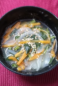 モロヘイヤの食べるスープ☆鶏ガラ味