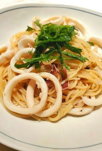 だしで茹でる！イカの和風パスタ