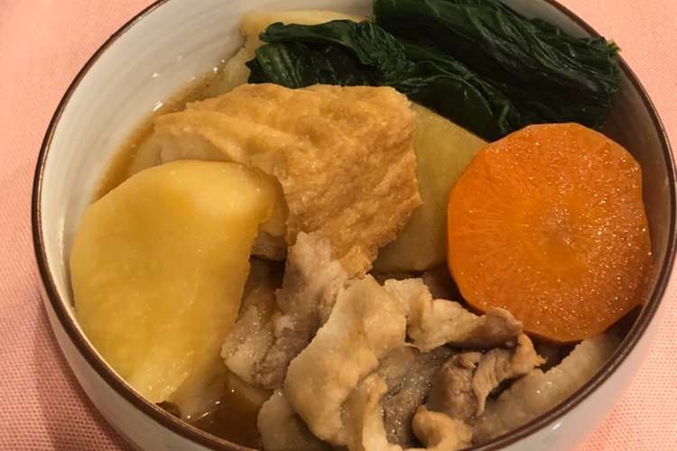 鍋帽子 豚ばら肉と厚揚げの肉じゃが レシピ 作り方 By 友子のレシピ クックパッド 簡単おいしいみんなのレシピが349万品