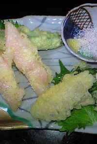 旬の食材と、岩下の新生姜の天ぷら