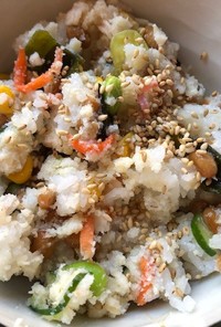 納豆とおからの酢の物のご飯