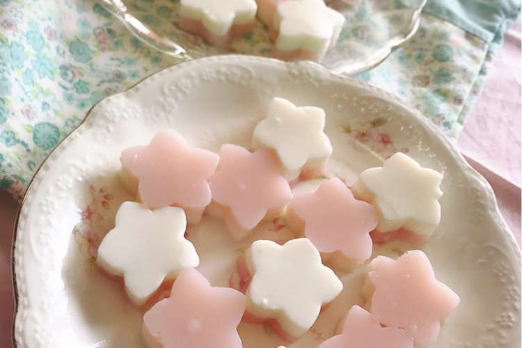 桜と牛乳の2層寒天 レシピ 作り方 By アカミツキ クックパッド
