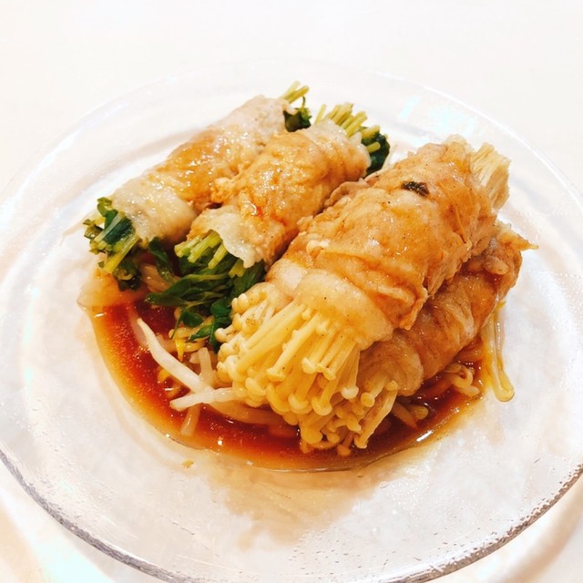 エノキと豆苗の豚肉巻き 甘辛ダレ レシピ 作り方 By まちこのお台所 クックパッド 簡単おいしいみんなのレシピが375万品