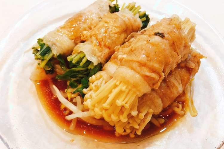 エノキと豆苗の豚肉巻き 甘辛ダレ レシピ 作り方 By まちこのお台所 クックパッド 簡単おいしいみんなのレシピが357万品