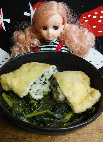 リカちゃん♡鶏とひじきとおからの巾着煮の写真