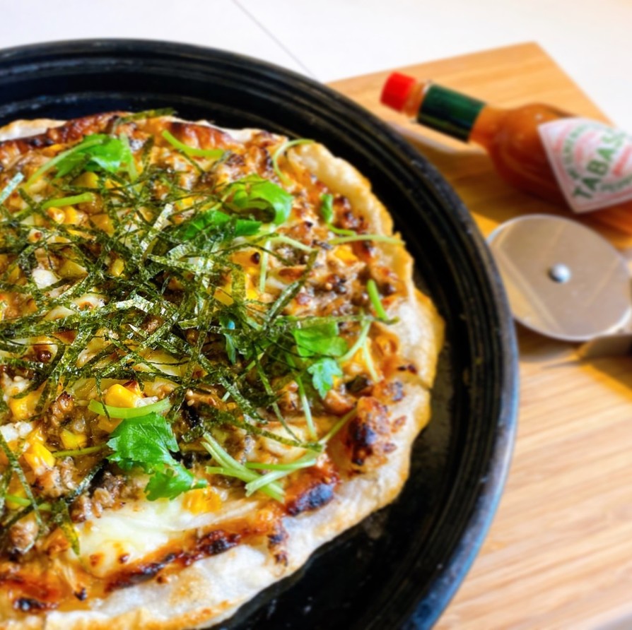 お餅とお味噌の和風ピザの画像