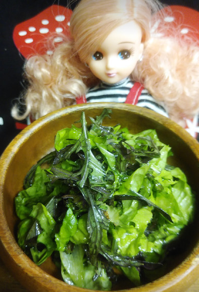 リカちゃん♡からし菜とサンチュのサラダの写真