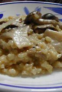 イタリア風きのこの玄米リゾット（修正版）__Italian style Risotto/Brown Rice with mushrooms;Shimeji&Eringi(blanc du pays)