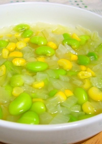 枝豆＆コーンたっぷりスープ