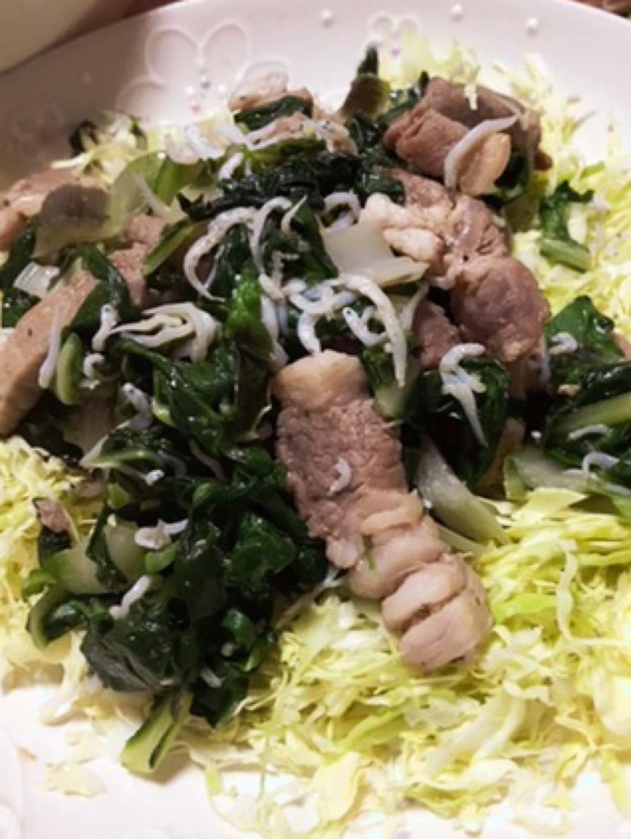豚肉と小松菜しらす炒め和えの画像