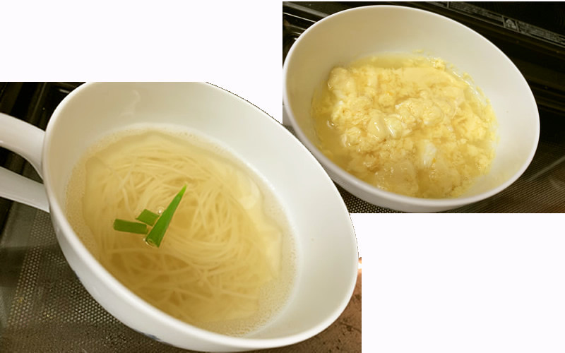 ダメ人間レシピ5分でにゅう麺とふわふわ卵の画像
