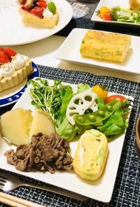 バランスメニュー、夕飯の献立牛肉メイン