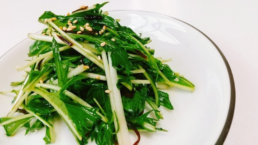 【時短レシピ】水菜と塩昆布のサラダの画像