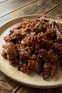 宅飯★酵素玄米と牛タンのガーリックライス