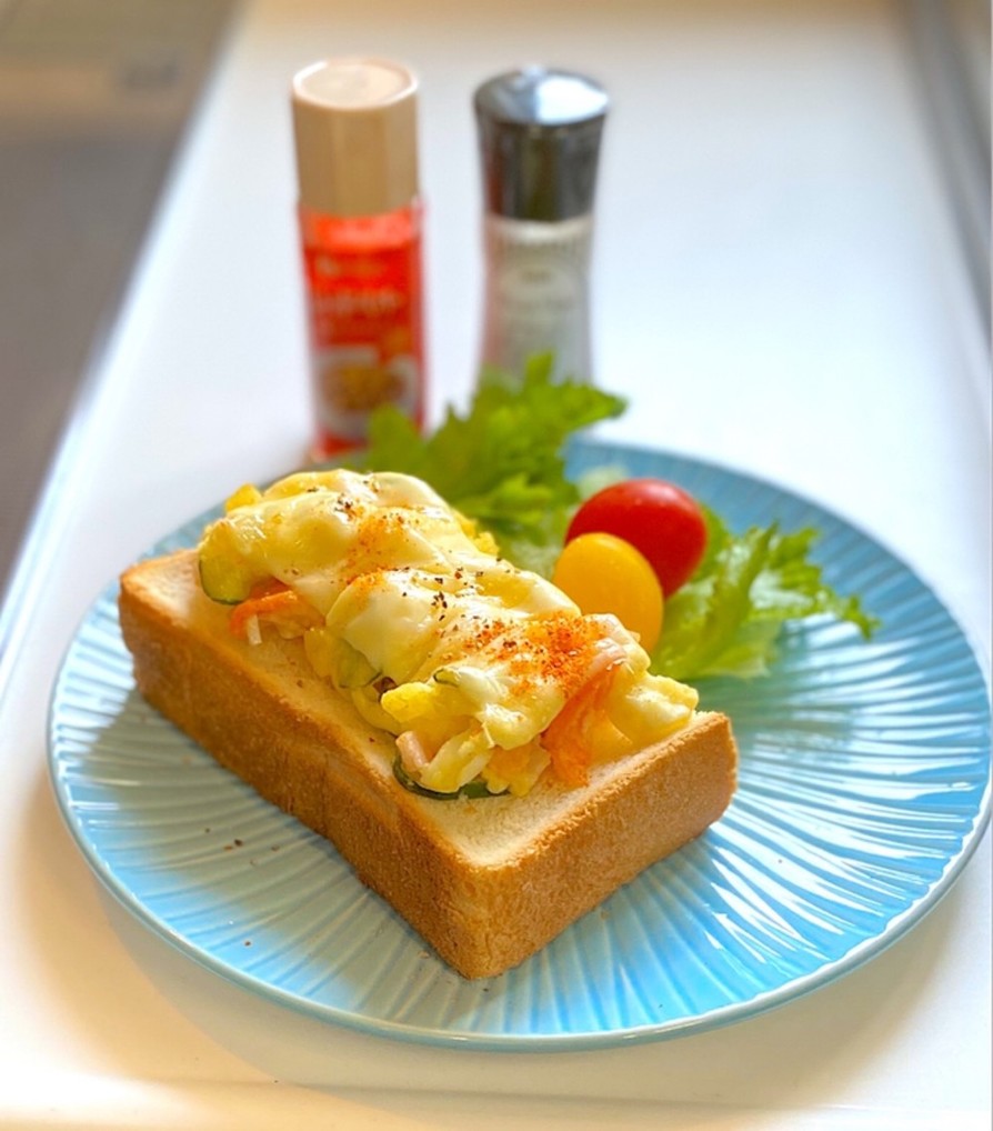 朝食に♪ポテトサラダのチーズマヨトーストの画像