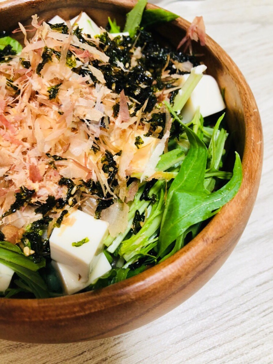 水菜と豆腐と韓国海苔のサラダ☆の画像