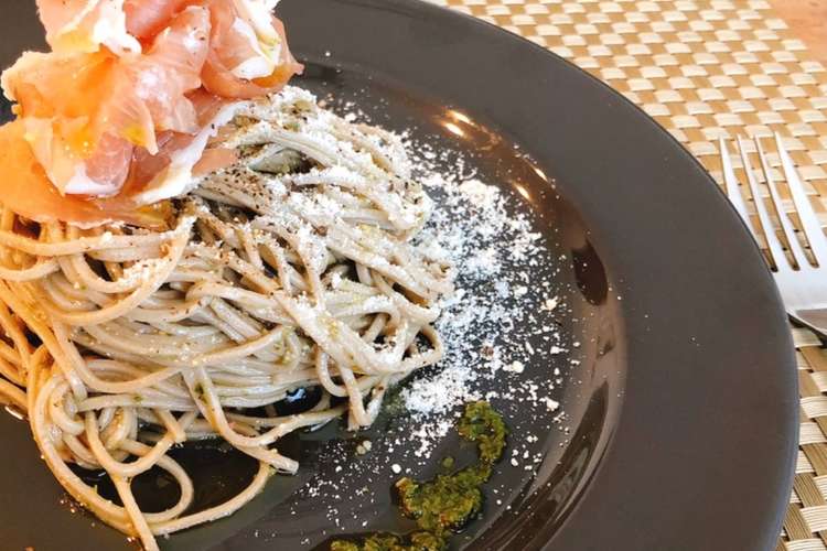 オリーブオイル香る冷製ジェノベーゼ蕎麦 レシピ 作り方 By まちこのお台所 クックパッド