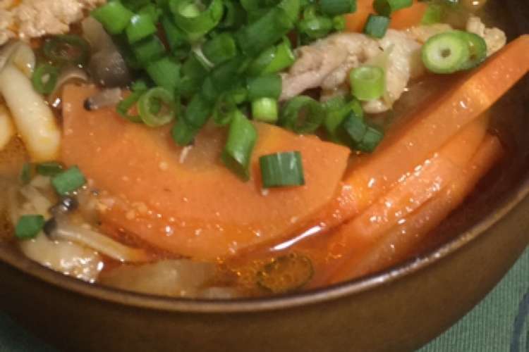 リメイク 豚汁 ピリ辛スープ レシピ 作り方 By じーやん0424 クックパッド