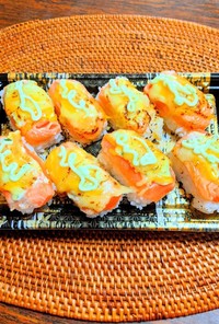 サーモン握り寿司✿バジルマヨチーズ炙り
