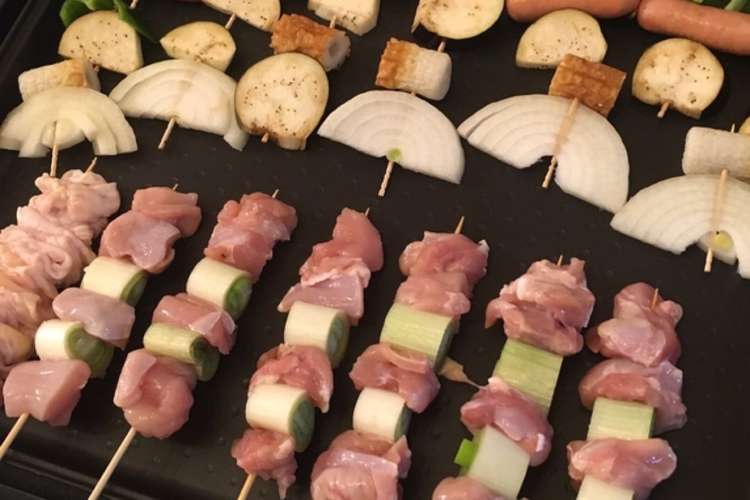 簡単時短 ホットプレートでおうち焼き鳥 レシピ 作り方 By あいちー クックパッド 簡単おいしいみんなのレシピが357万品