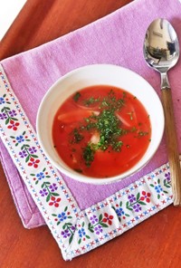 パセリ＆新玉の缶単トマトスープ