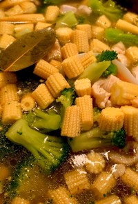 野菜と鶏肉の食べるヘルシーコンソメスープ
