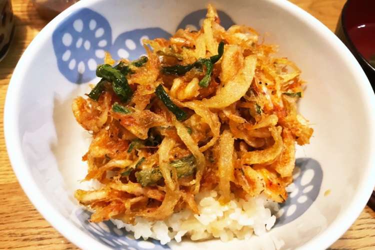 簡単 生桜えびと新玉ねぎのかき揚げ丼 レシピ 作り方 By ろきこ クックパッド