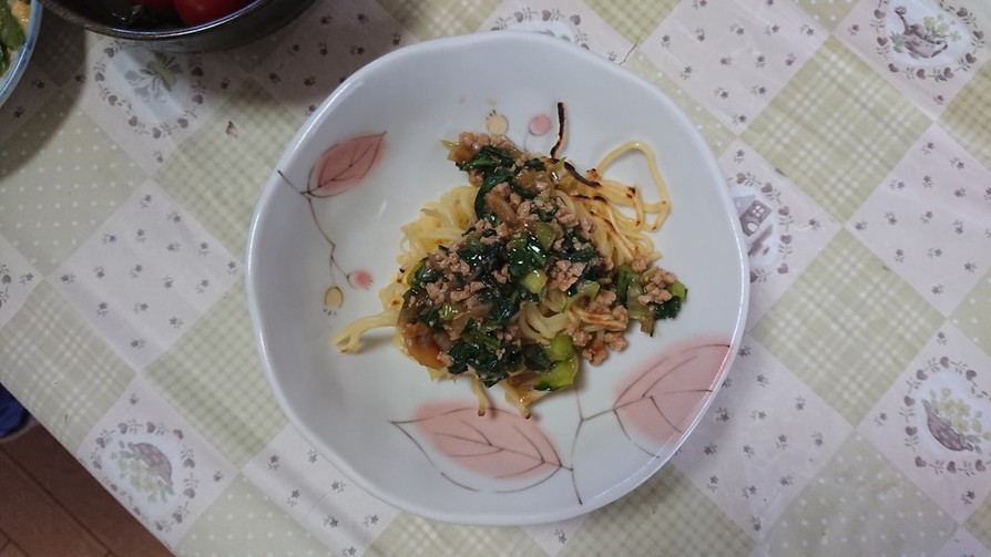 休校レシピ24  小松菜あんかけ焼きそばの画像
