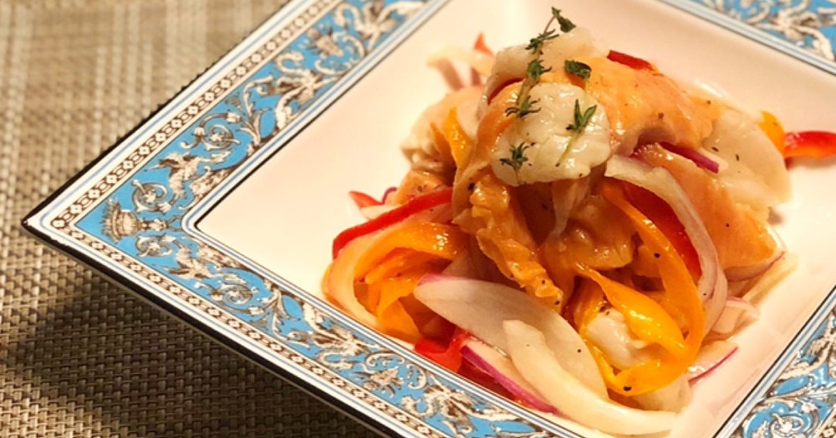 簡単！パプリカとサーモンとホタテのマリネ by WendyLeung 【クックパッド】 簡単おいしいみんなのレシピが