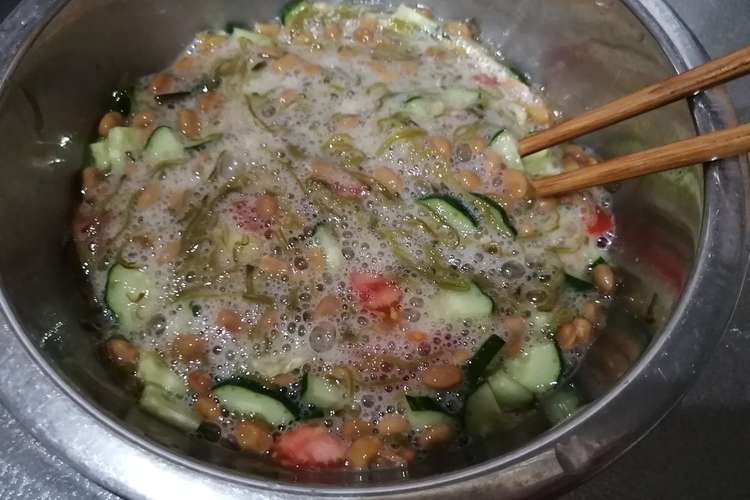 納豆めかぶと野菜の和え物 レシピ 作り方 By ゆかこねこ クックパッド 簡単おいしいみんなのレシピが352万品