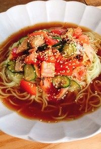 鯖味噌トマト素麺