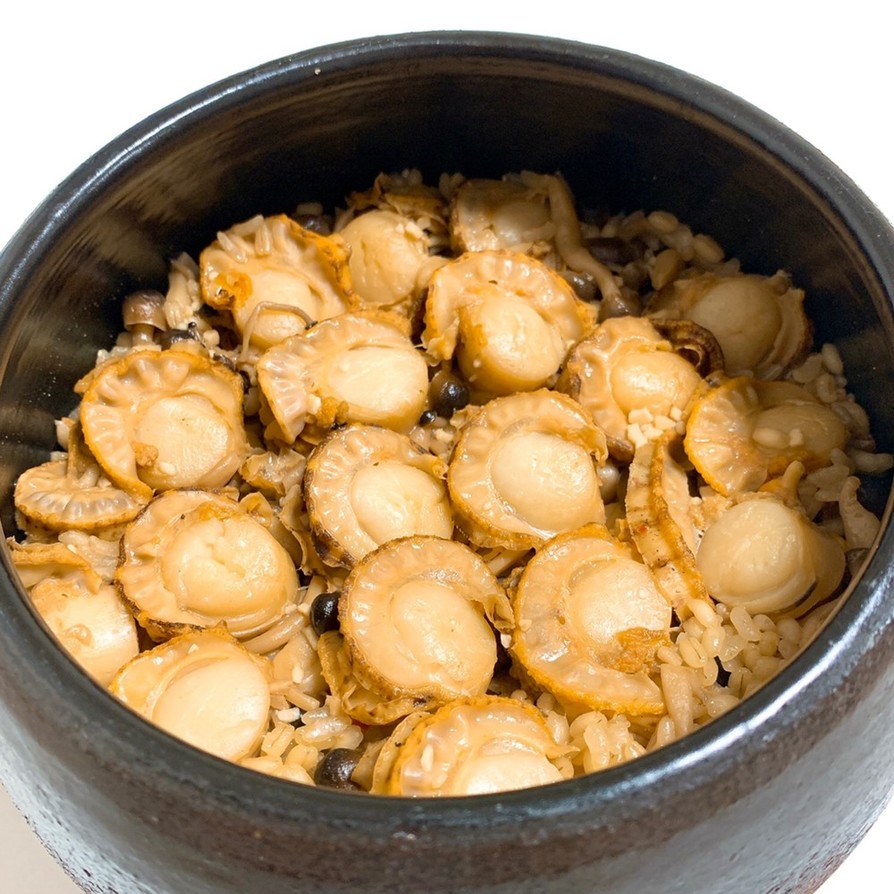 ホタテのバターポン酢土鍋ご飯の画像