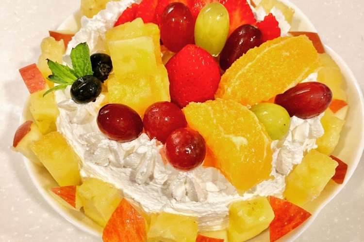 簡単フルーツケーキ 飾るだけ レシピ 作り方 By みゃちん クックパッド 簡単おいしいみんなのレシピが350万品