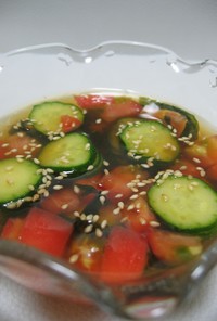 火を使わずに☆夏野菜の冷たい和風スープ