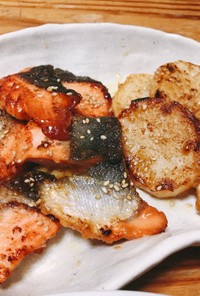 長芋と紅鮭のテリマヨ焼き