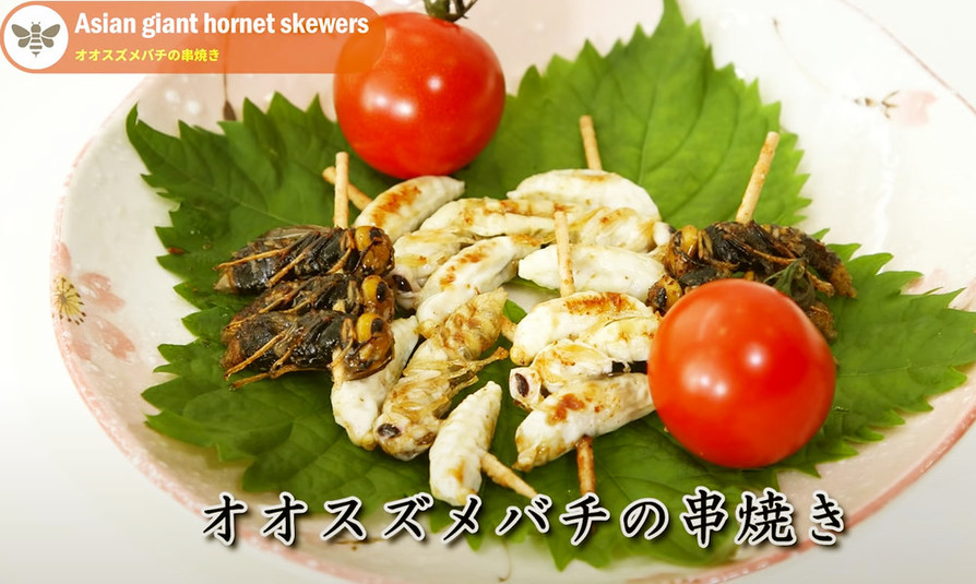 【昆虫食】オオスズメバチの串焼きの画像