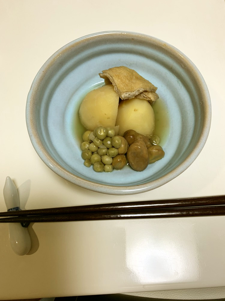 えんどう豆とじゃが芋の煮物（パナ電圧鍋）の画像