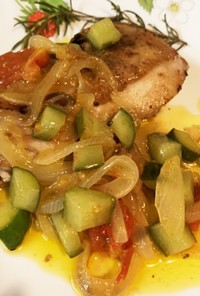 鶏肉のグリル～イタドレ野菜のマリネソース