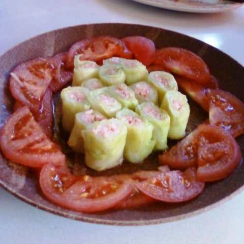 レンチン！キャベツのハム巻きサラダの画像
