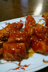 皮なし胸肉の韓国風鶏の唐揚げ