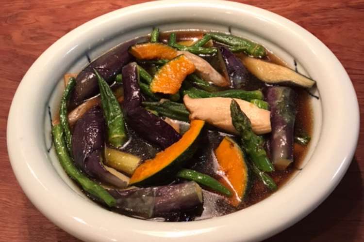 夏野菜の揚げ浸し 大皿でおもてなしにも レシピ 作り方 By こつゆ514 クックパッド 簡単おいしいみんなのレシピが358万品