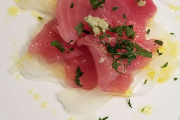 マグロの切り落としでカルパッチョ レシピ 作り方 By カメリナオイル クックパッド 簡単おいしいみんなのレシピが360万品