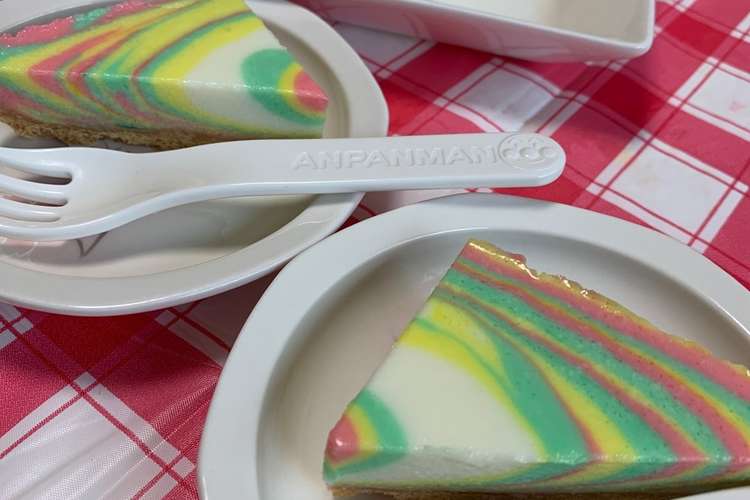 森永チーズケーキミックスでカラフルケーキ レシピ 作り方 By ももあーママ クックパッド