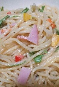 水菜とハムのカラフル☆スパマヨサラダ