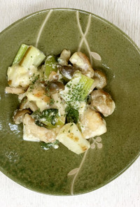 鶏肉と青菜の味噌クリーム煮