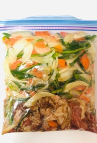 【下味冷凍】豚コマと野菜のソース炒め